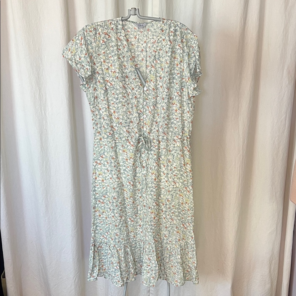 Rails Kiki  green summer meadow Floral Midi summer Dress ruffled hem